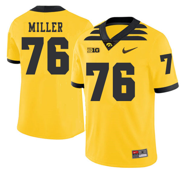 2019 Men #76 Ezra Miller Iowa Hawkeyes College Football Alternate Jerseys Sale-Gold